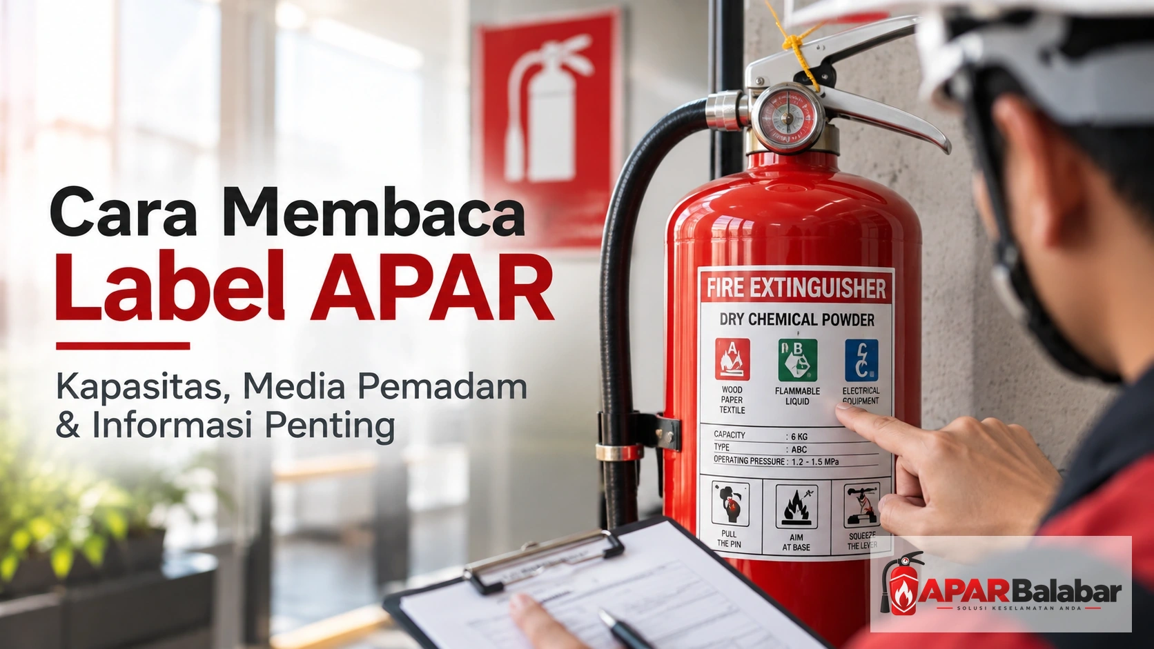Cara membaca label APAR untuk memahami kapasitas, media pemadam, kelas kebakaran, dan petunjuk penggunaan