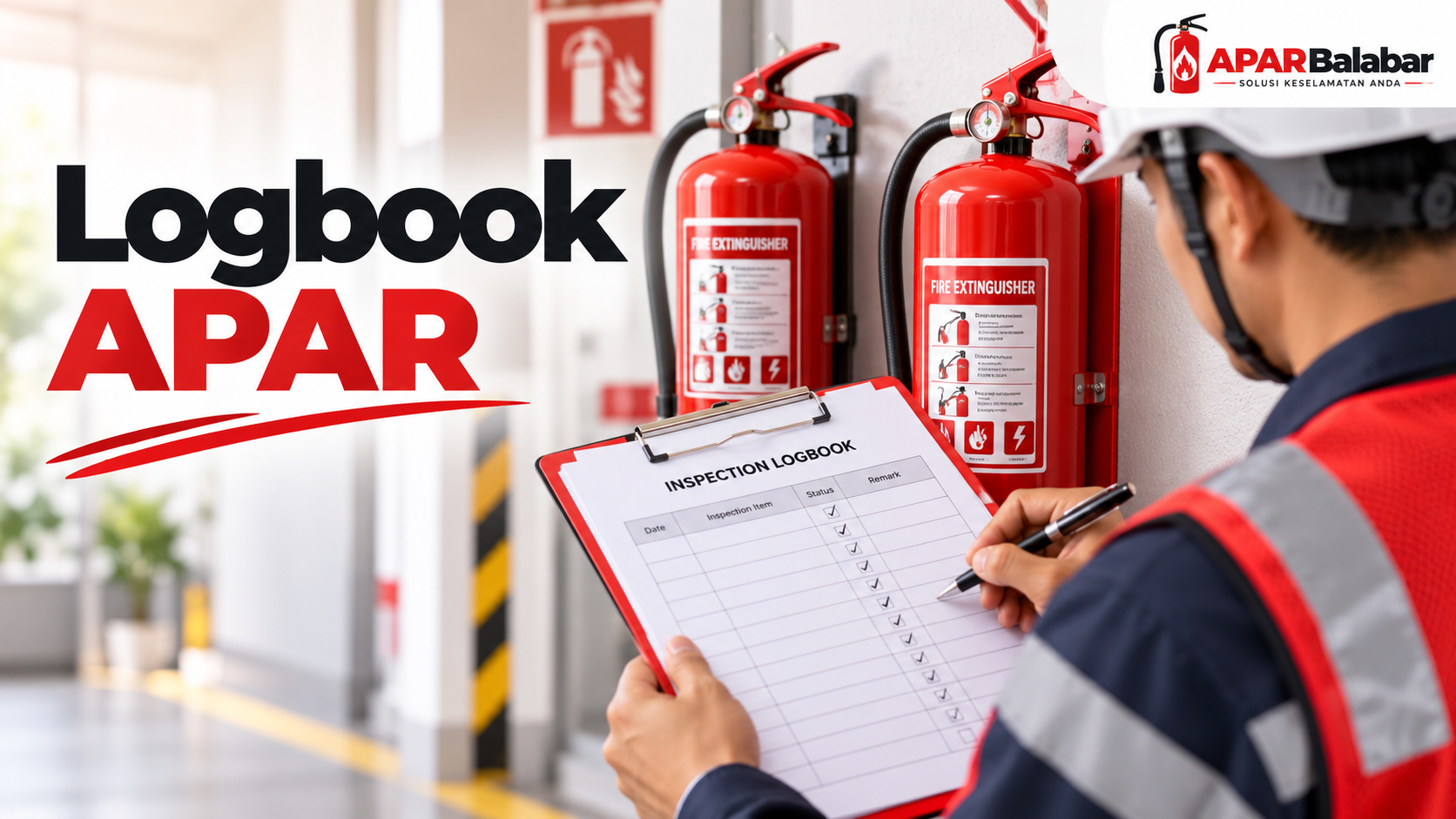 Petugas mencatat hasil pemeriksaan APAR pada logbook inspeksi untuk memantau kondisi dan tindak lanjut