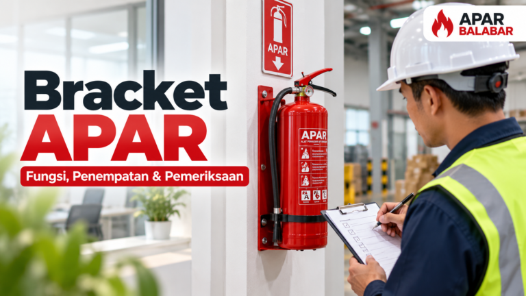 Petugas memeriksa bracket dan dudukan APAR yang terpasang di dinding