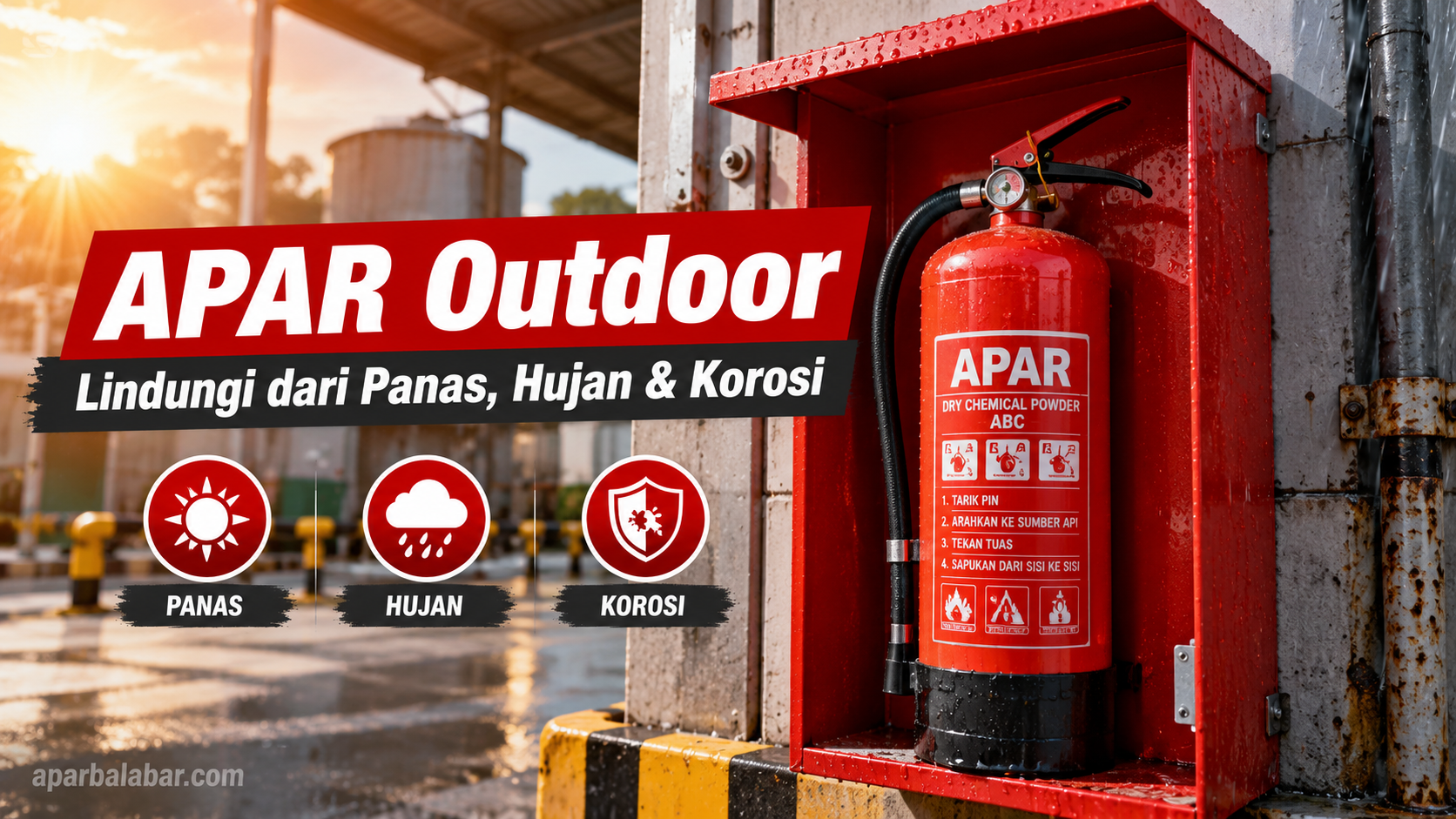 APAR outdoor terlindung dari panas hujan dan korosi