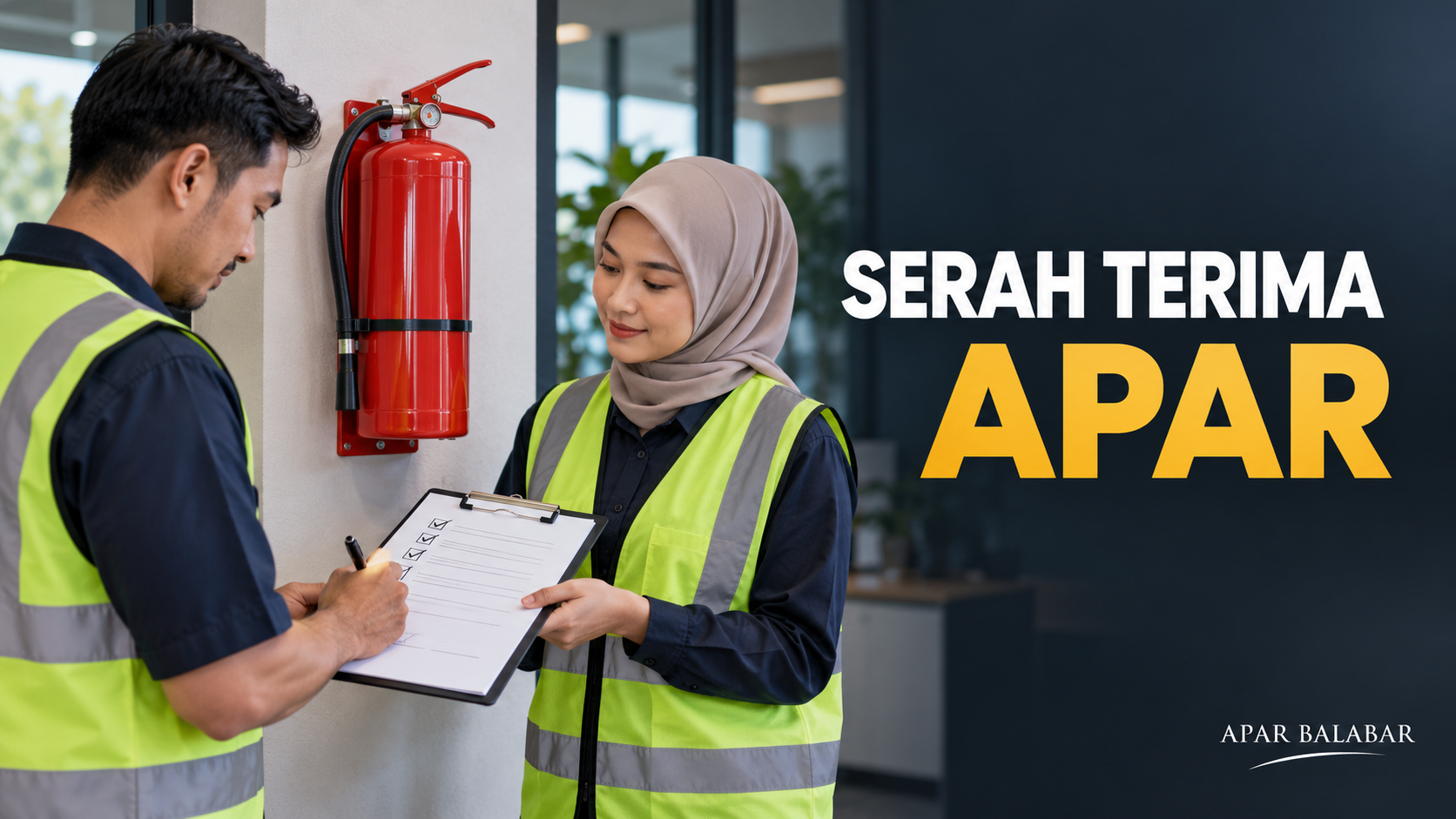 Petugas K3 melakukan serah terima tanggung jawab APAR dengan checklist di area kerja